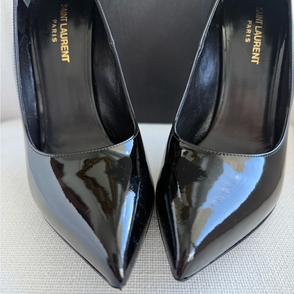 SAINT LAURENT YSL ZOE BLACK PATENT LEATHER PUMPS 39.5‎ - Picture 3 of 10